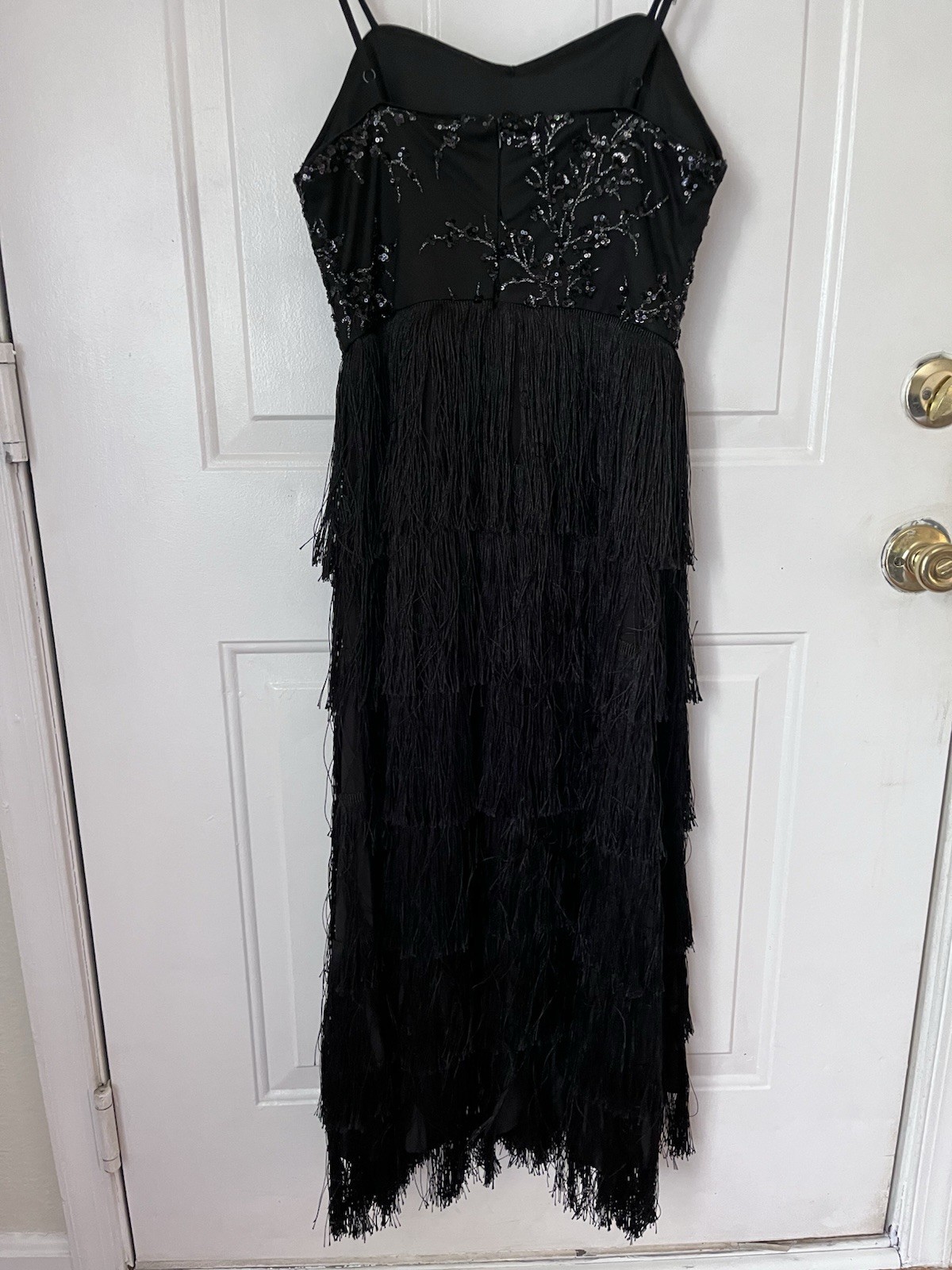 Flapper Style Dress Womens S Black Beaded Sequin Fringe 20s Gatsby Whimsy Goth