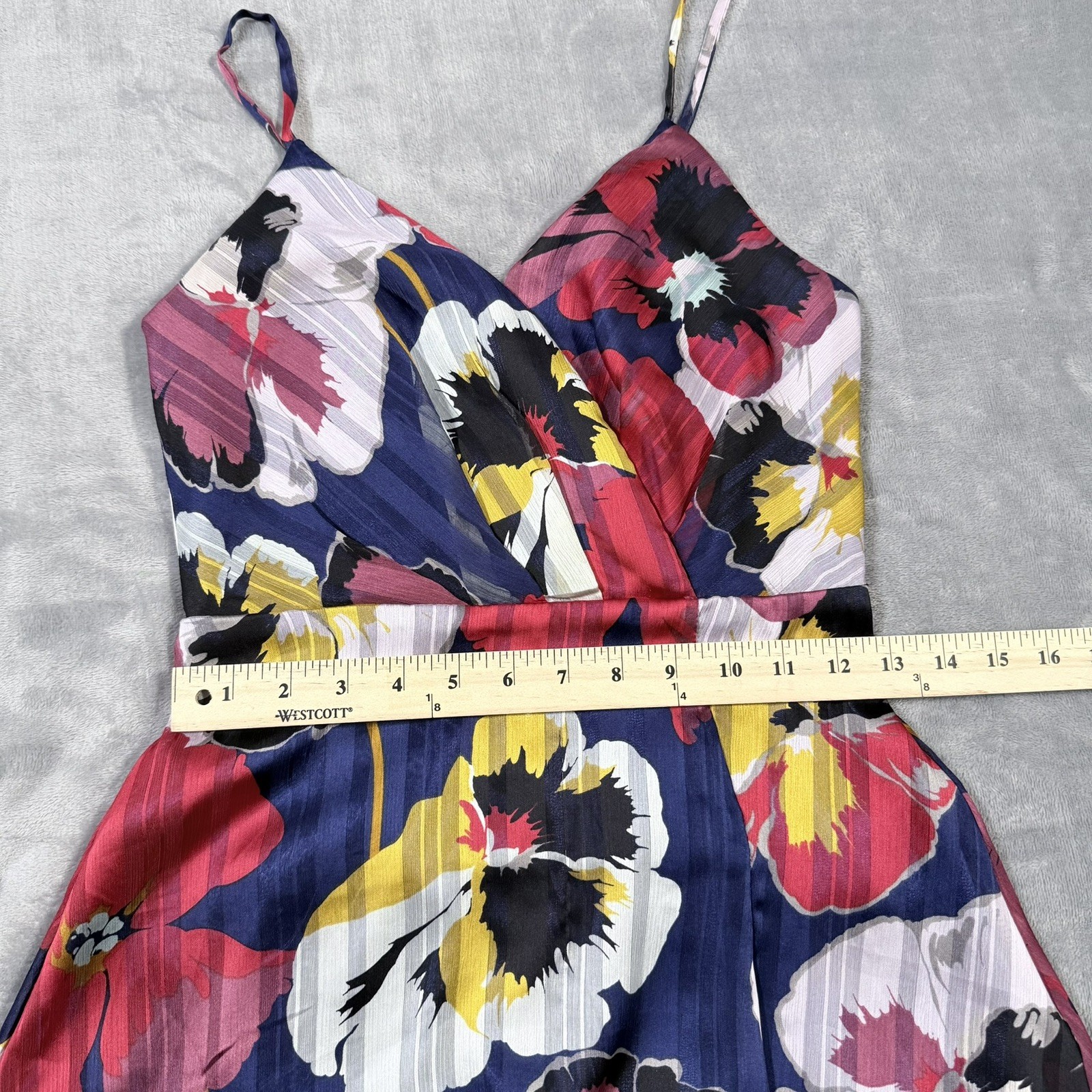 Lulus All About Love Royal Blue Floral Print Midi Dress SZ XS Cocktail Slit Sexy