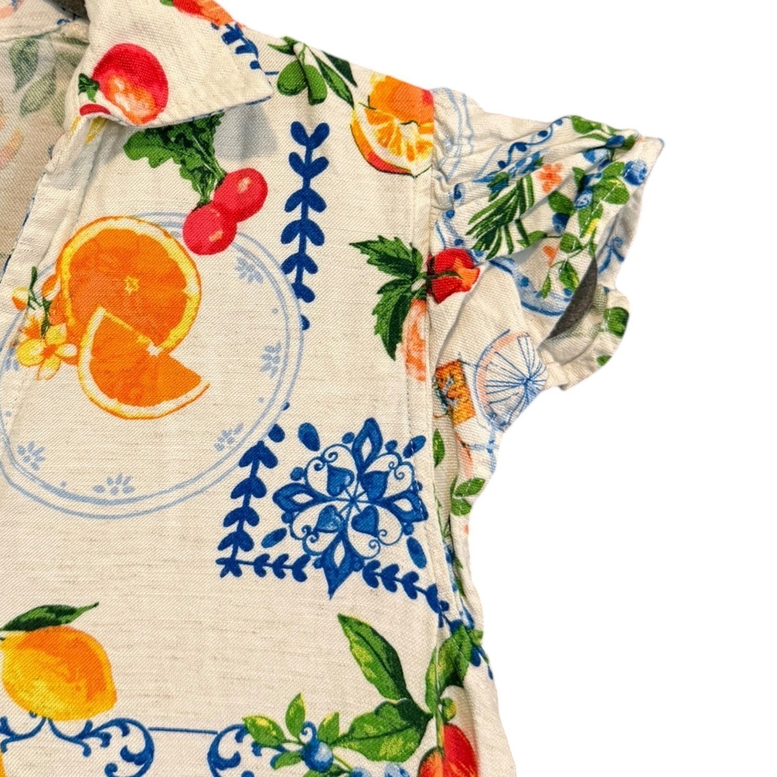 Jane & Delancey Fruit & Mediterranean Print Cottagecore Tiered Maxi Dress S
