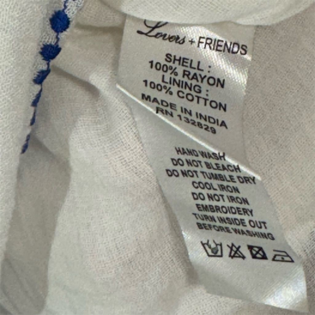 Lovers + Friends White Embroidered Tunic Dress XS Boho Peasant Top Festival Vibe
