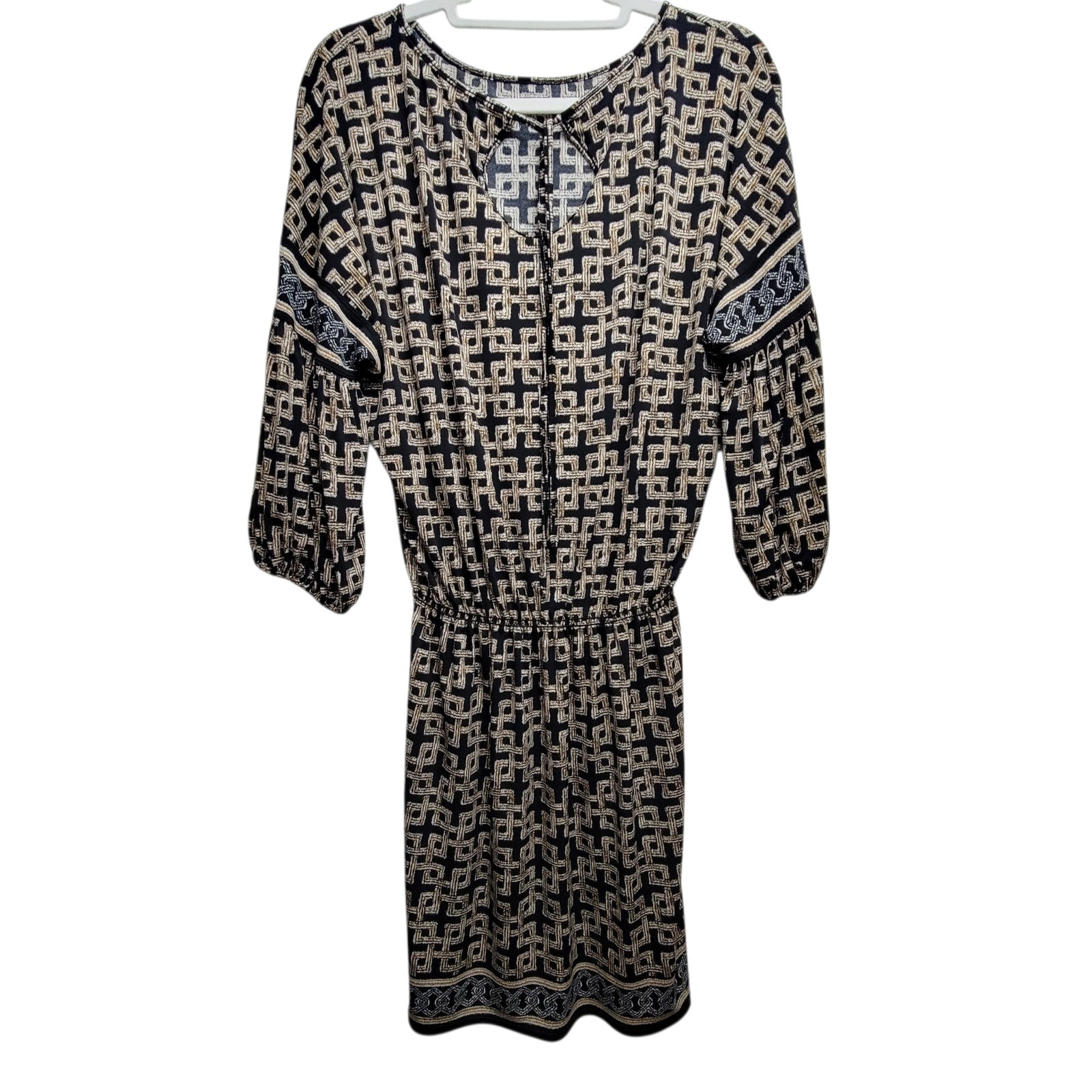 Unbranded Black And Brown Geometric Dress No Size Or Fabric Tag