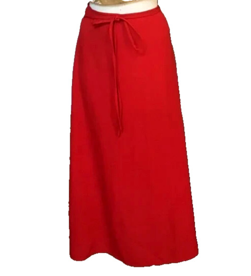 UNBRANDED Solid Long Maxi Skirt A- Line High Waisted Tie Casual Bright Red S