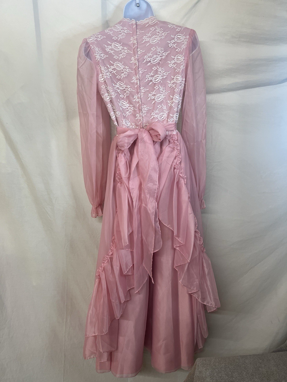 Vintage Dress 8 S Ruffle Sheer Nylon Tea Peasant Prairie Cottage Gypsy Cosplay