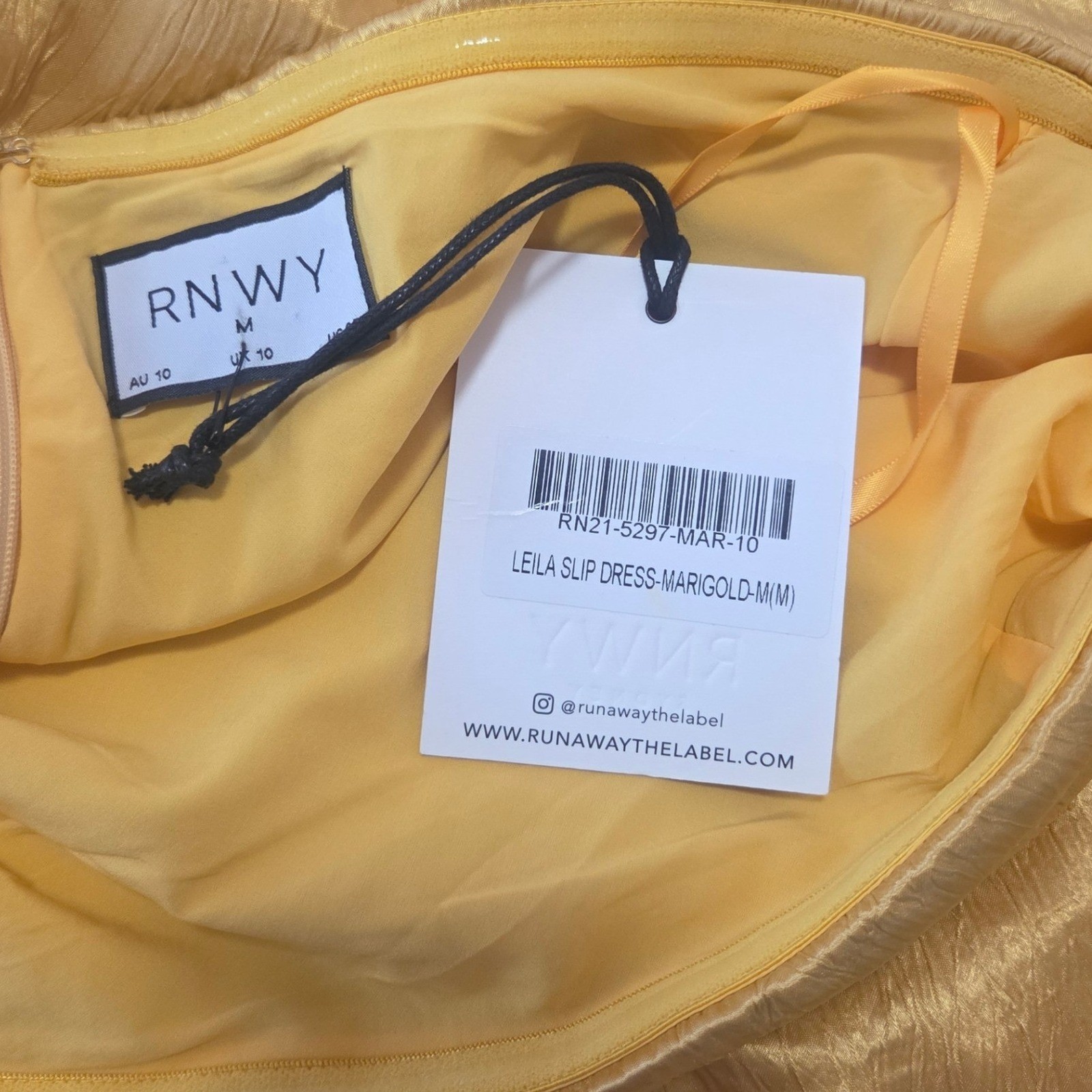 Runaway The Label Leila Slip Dress Marigold Yellow Strapless Midi Size Medium