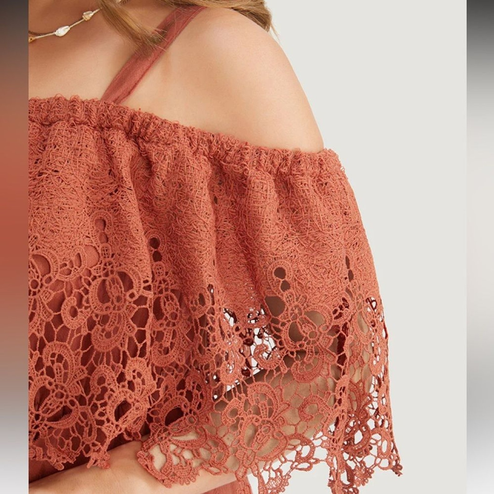 Solid Cold Shoulder Contrast Lace Pocket Ruffle Hem Dress