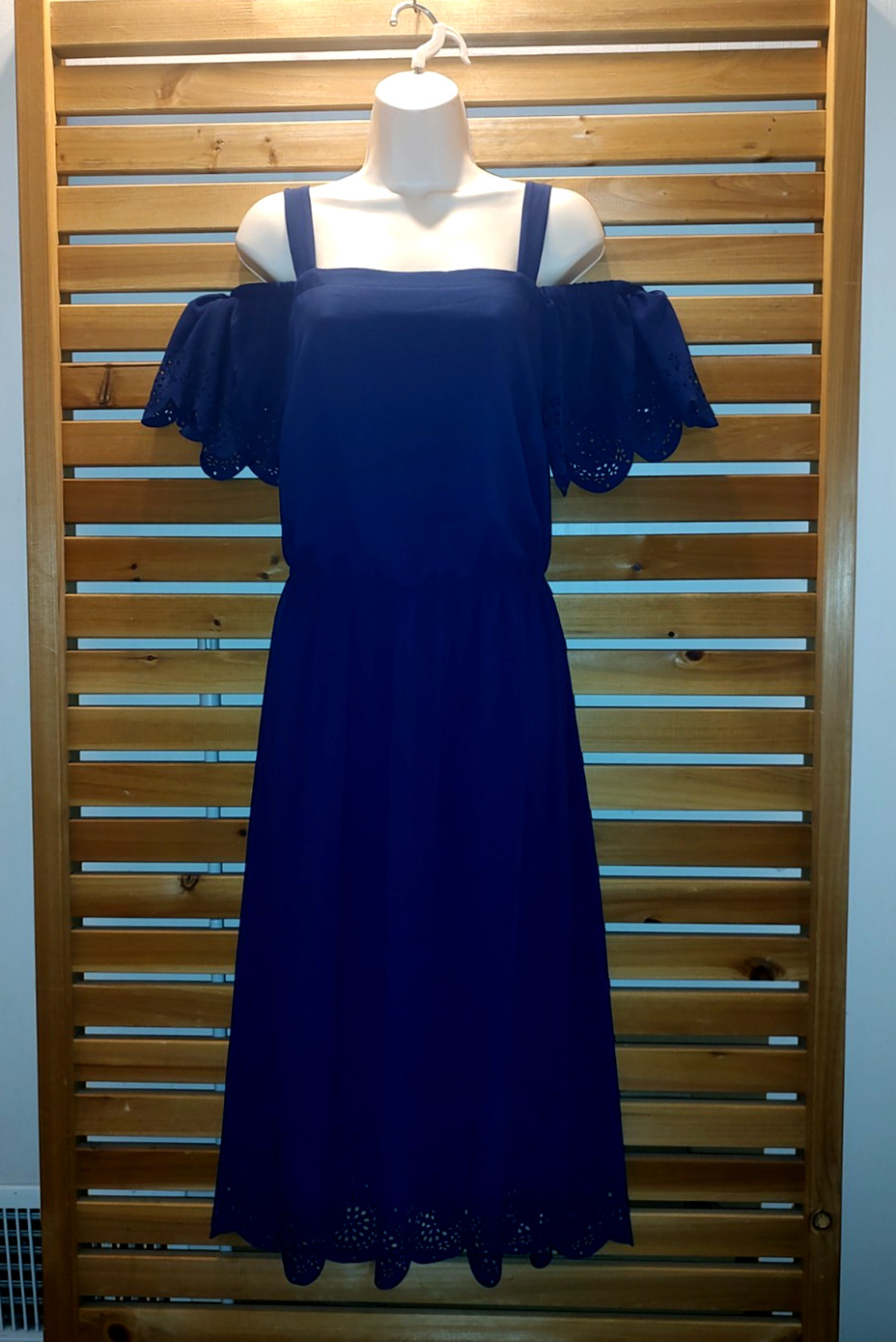 Blue Chiffon Eyelet Strappy Off Shoulder LANE BRYANT 14/16 DRESS Event Party