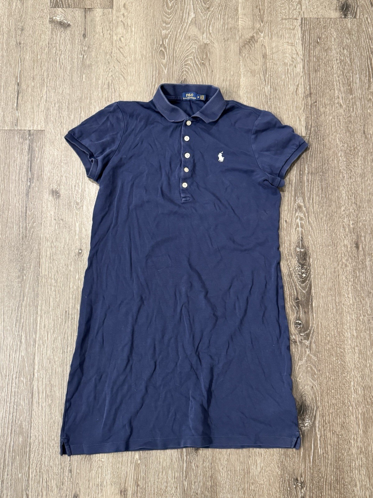 Ralph Lauren Polo Dress Womens Medium Short Sleeve Knee Length Collared Blue
