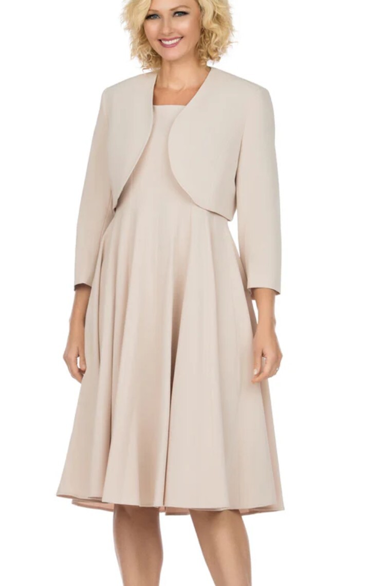 Giovanna Jacket Dress Taupe Size14w,16w,18w,20w,22w,18,16,12,10, 2 Pieces
