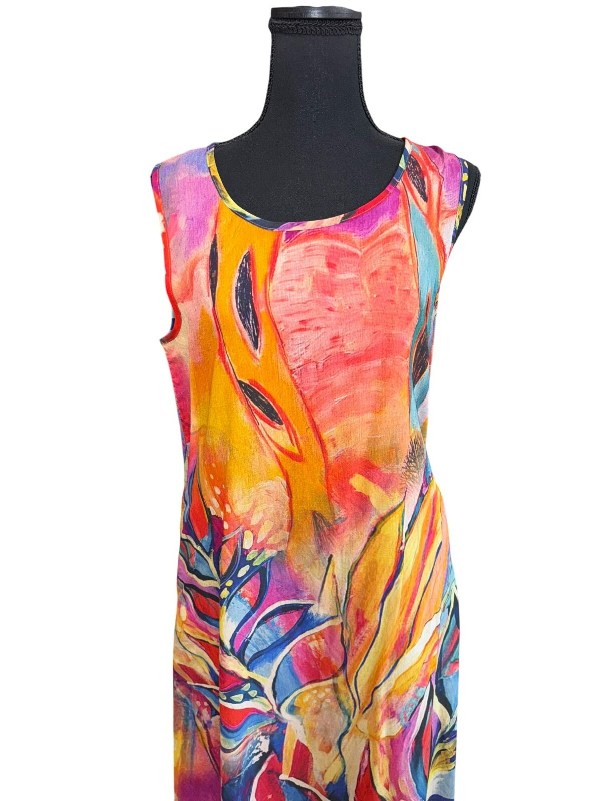 Colorful Abstract Sleeveless Maxi Dress By Radzoli Artsy Retro Pockets Boho