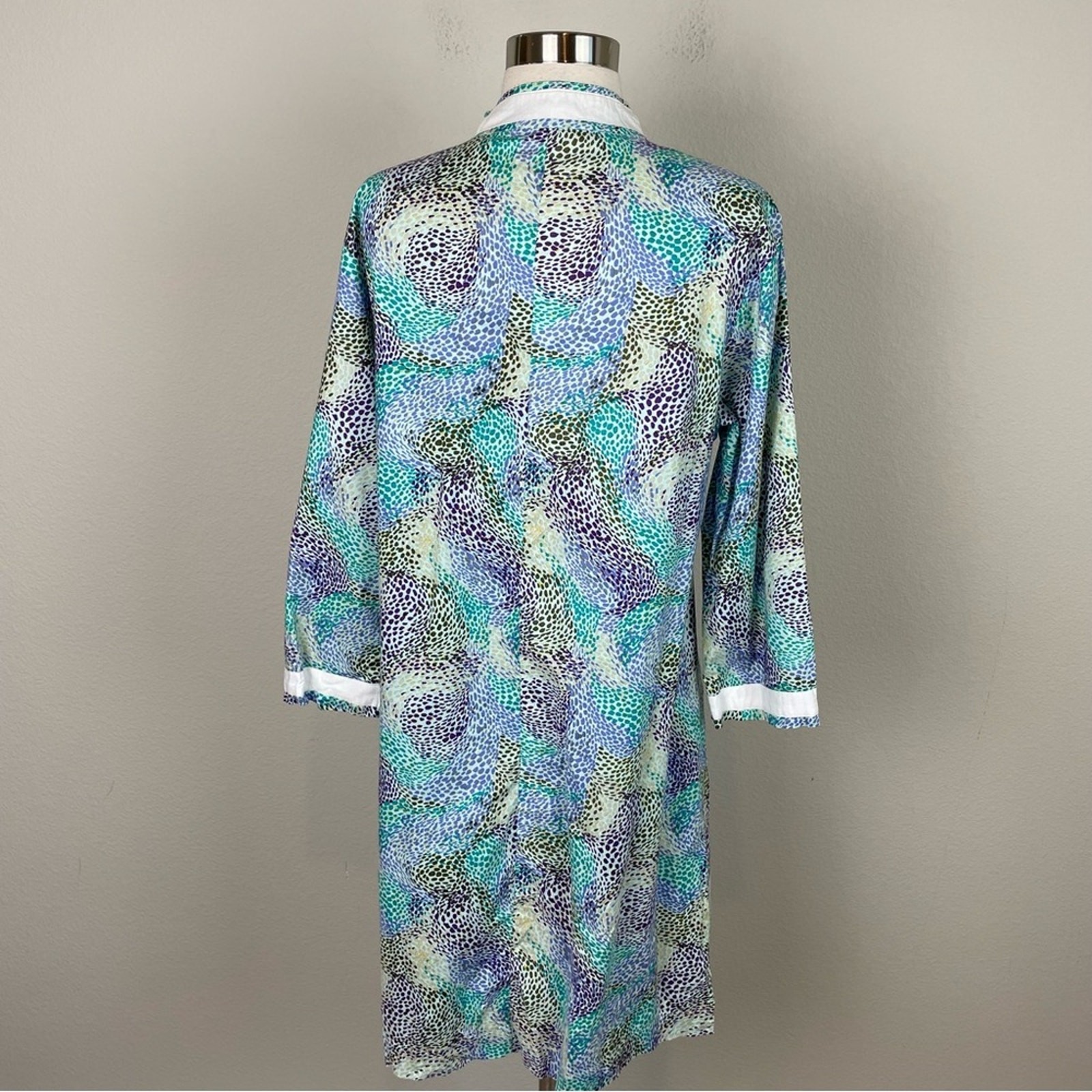 Peter Millar Purple Blue Abstract Print Long Sleeve Dress Medium