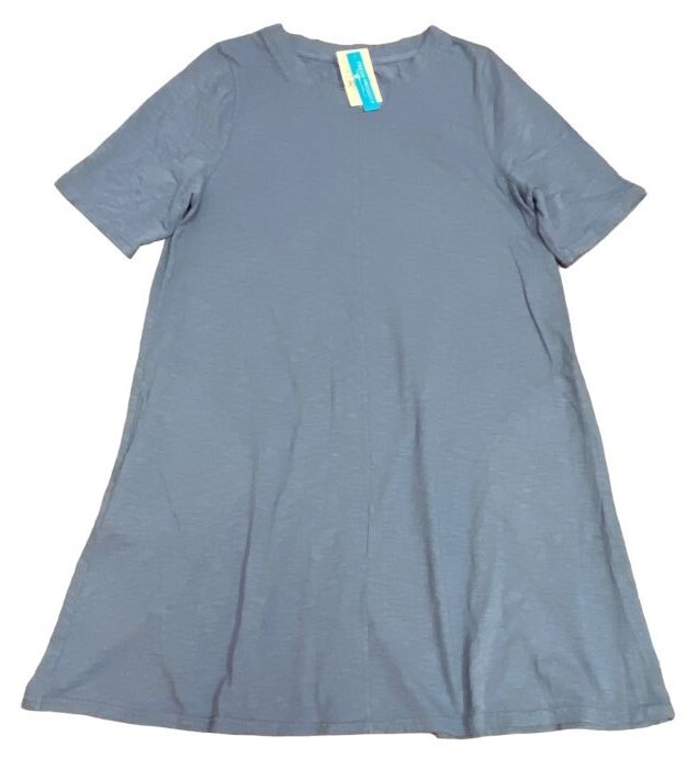 FRESH PRODUCE Small Deep Dive Blue LORNA Jersey Cotton Flounce Dress $65 NWT S