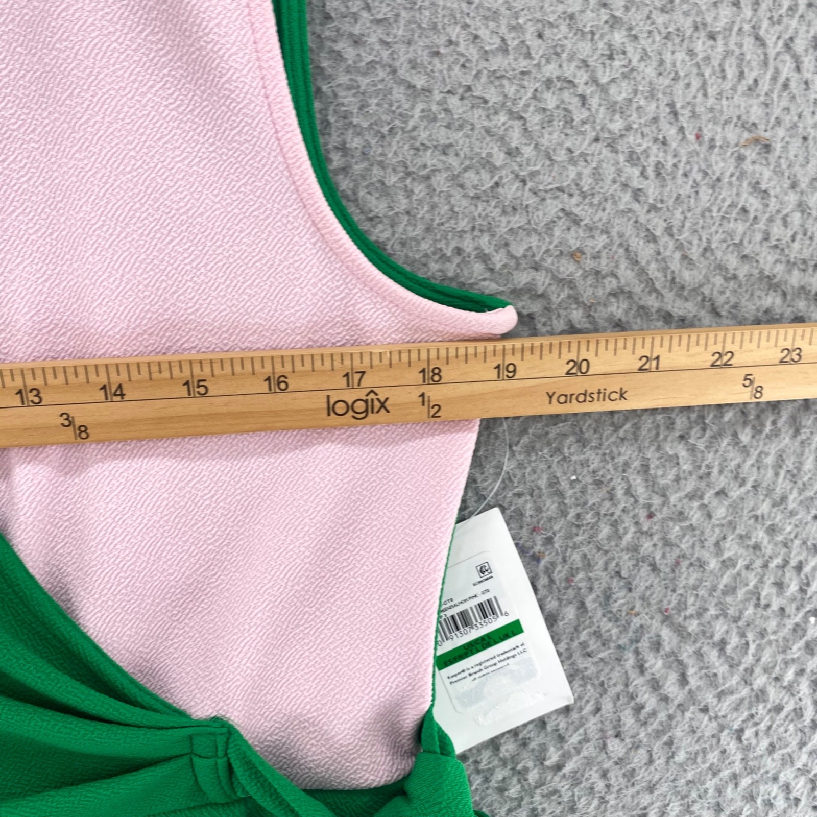 Kasper Dress Womens Large Green Pink Colorblock Sleeveless Sheath Faux Wrap NWT
