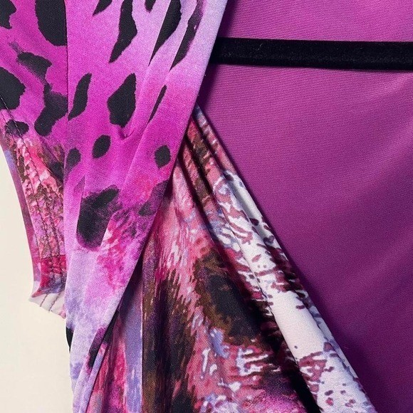 Cache’ Purple and pink multicolor abstract print mini dress 6