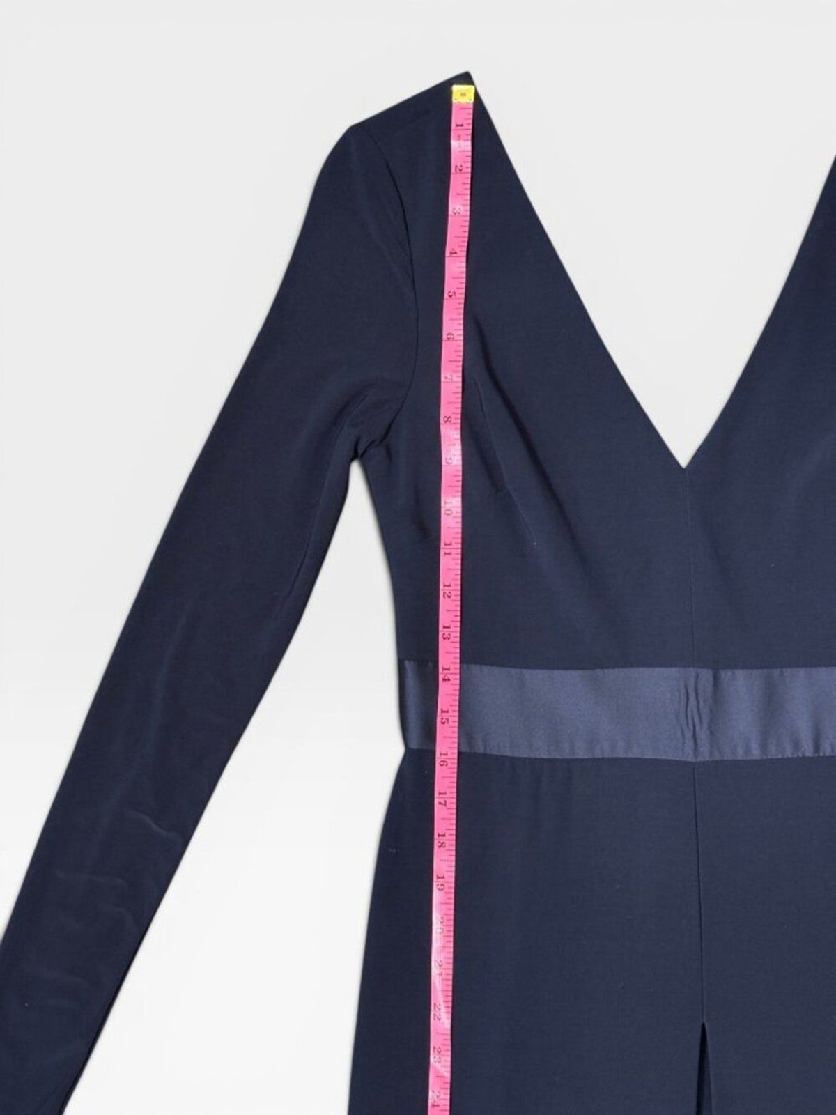 Vera Wang Navy Long Sleeve Maxi Overlay Dress Open Front Built-In Mini Size 4