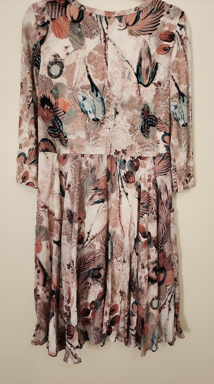 Peruvian Connection Medium Floral Botanical Butterfly Fit & Flare Dress Pockets