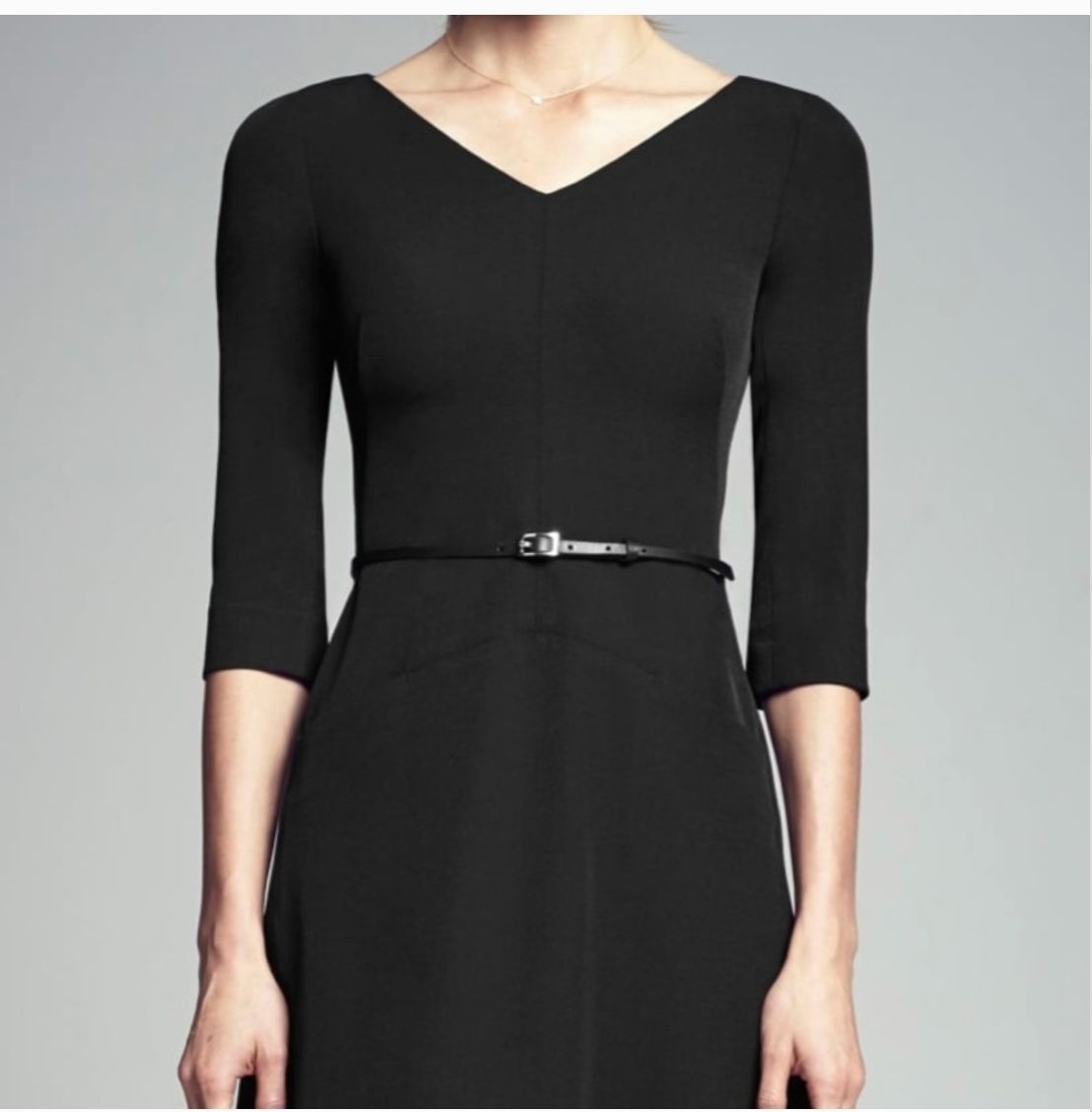 MM LaFleur The Alexandra 2.0 Black A-Line 3/4 Sleeve V-Neck Dress 6