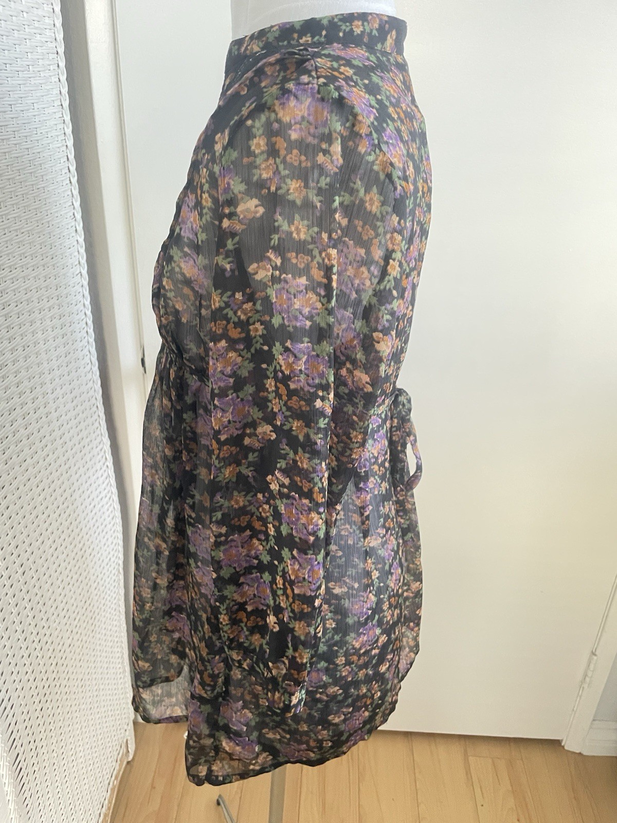 Buckle Daytrip Floral Sheer Tunic Mini Dress V-Neck 3/4 Sleeve
