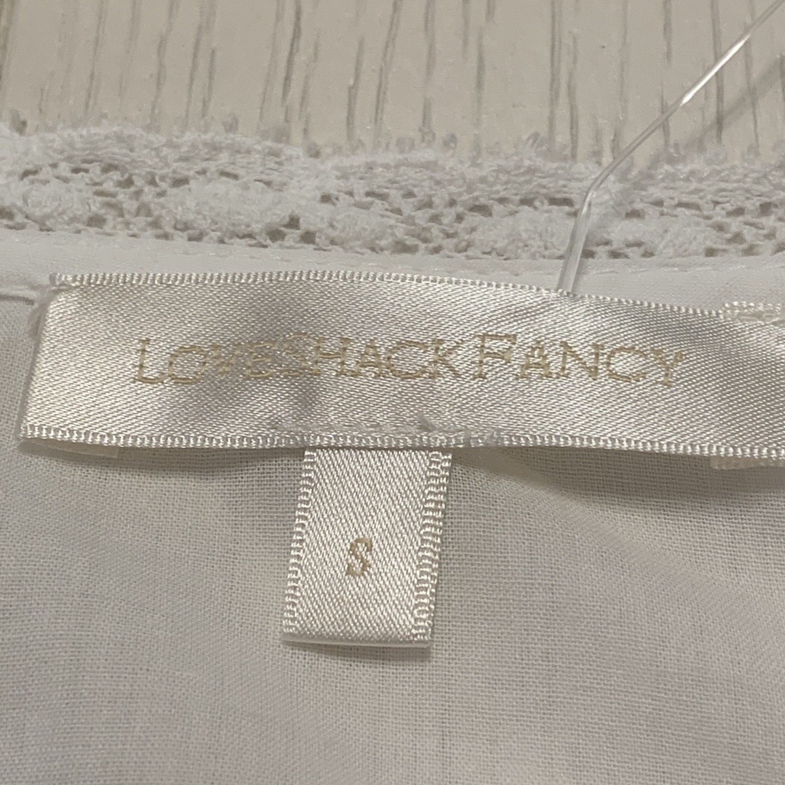 LoveShackFancy White ‘Calamina’ Lace Fit+Flare Dress – V- Neck Size Small