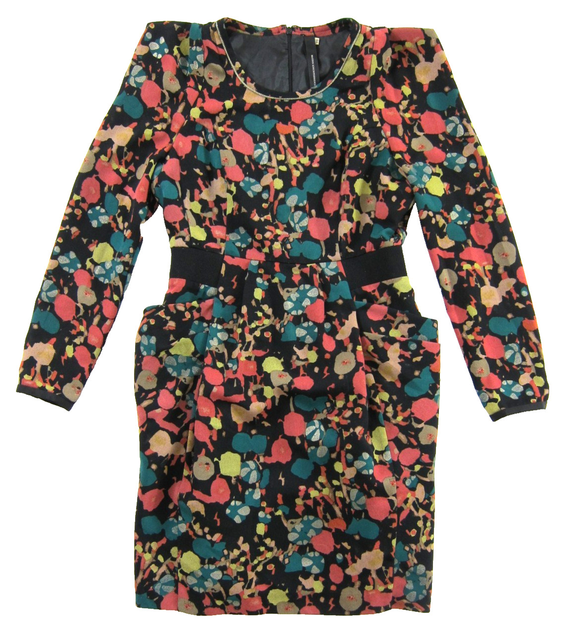 Mcginn Knightsbridge Anthropologie Orange Green Long Sleeve Pocket Dress S/38