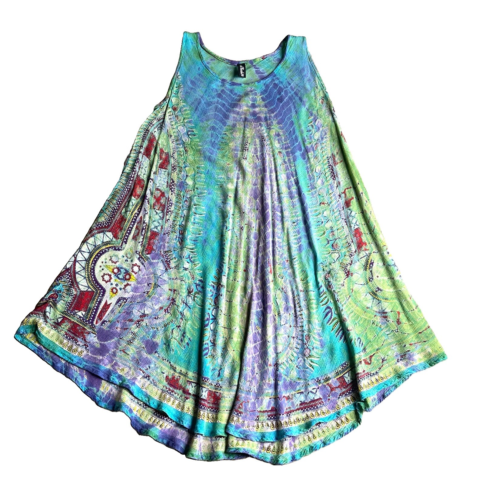 Sacred Threads Free Size Sheer Dress Boho Festival Swing Sleeveless Coverup