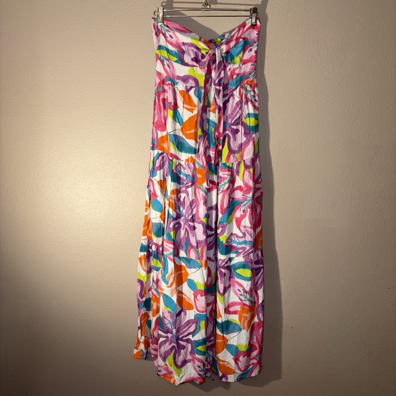 Kenny Flowers Tropical Floral Print Strapless The Kona Bandeau Maxi Dress XS