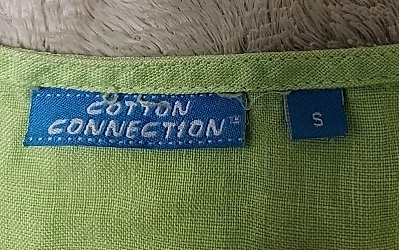 • Cotton Connection Women’s Sleeveless 100% Linen Dress Size Small Green Pockets