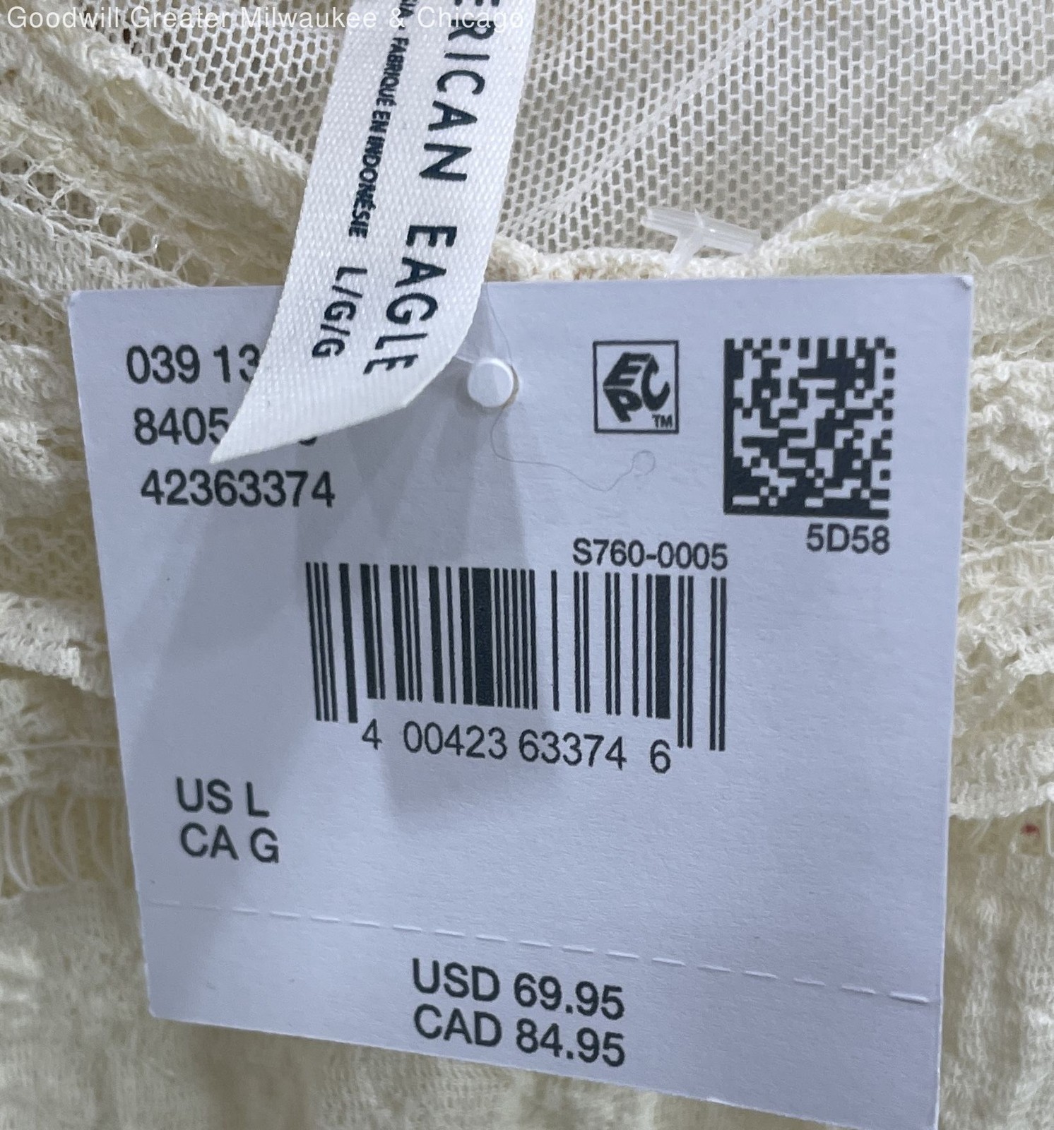 American Eagle Womens Cream Solid Lace Sleeveless Mini Dress Large S7600005