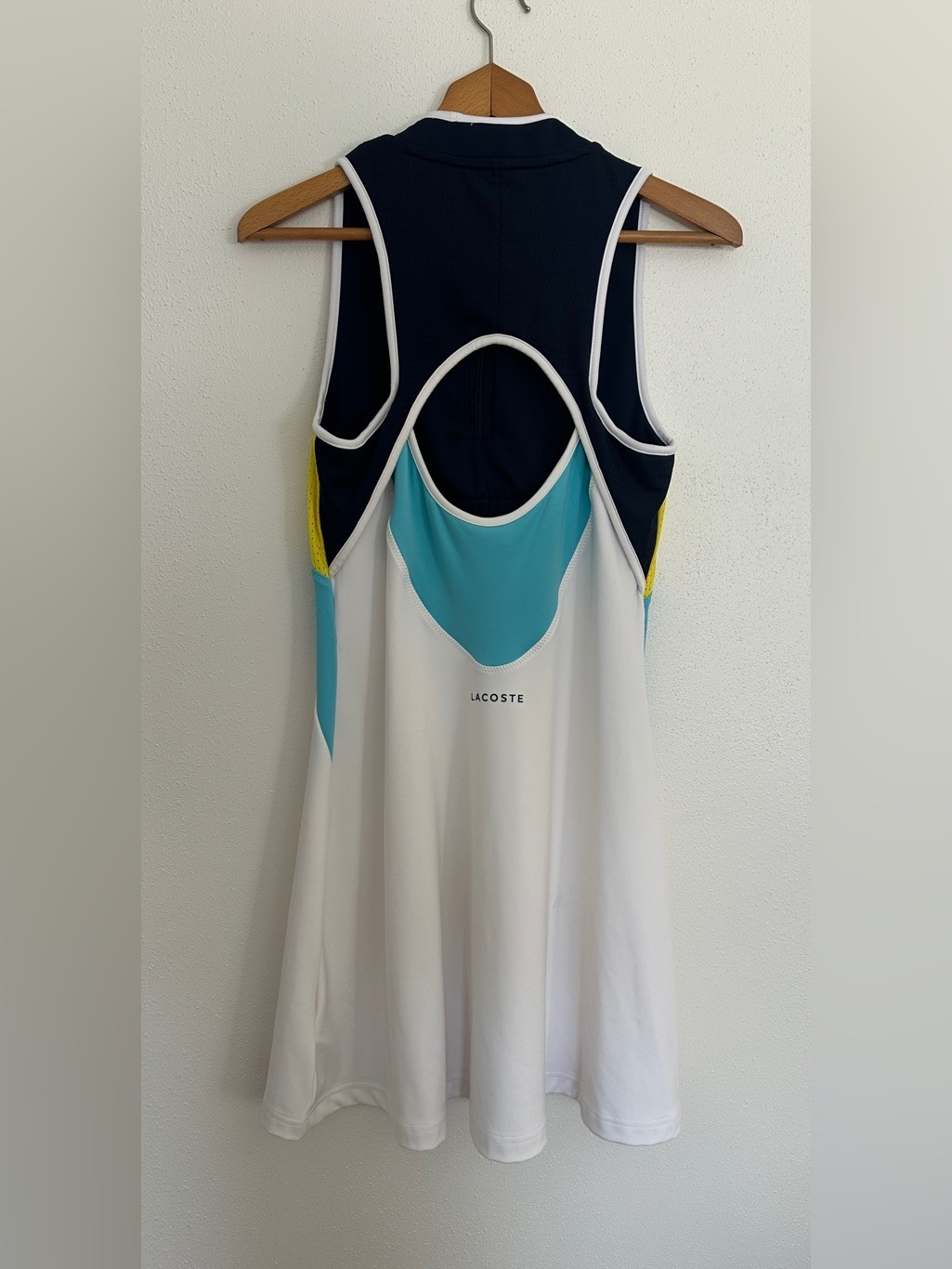 Lacoste Sport Sleeveless Colorblock Tennis Dress White Navy Blue Yellow 40
