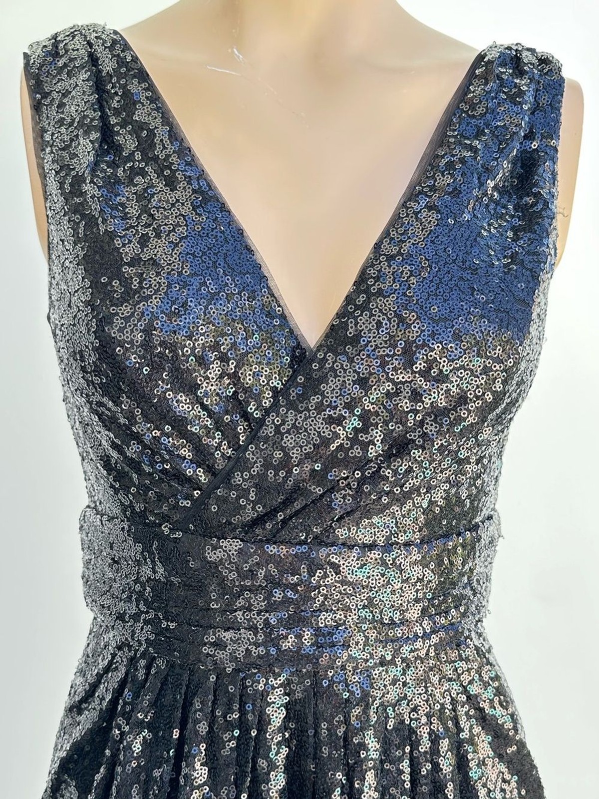 Black Sequin V-Neck Maxi Dress