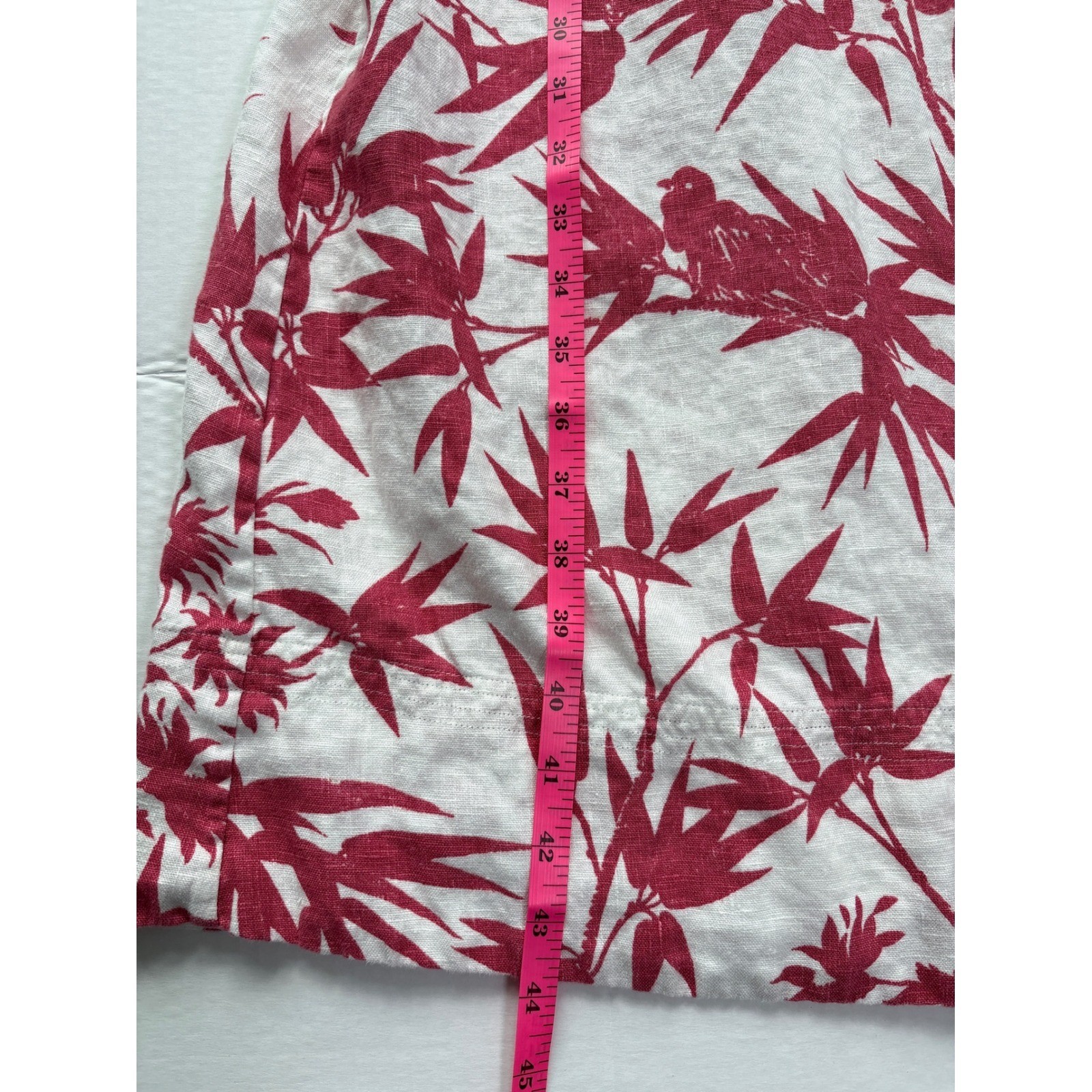 Polo Ralph Lauren Pink White 100% Linen Bamboo Bird Print Wrap Dress Size 4