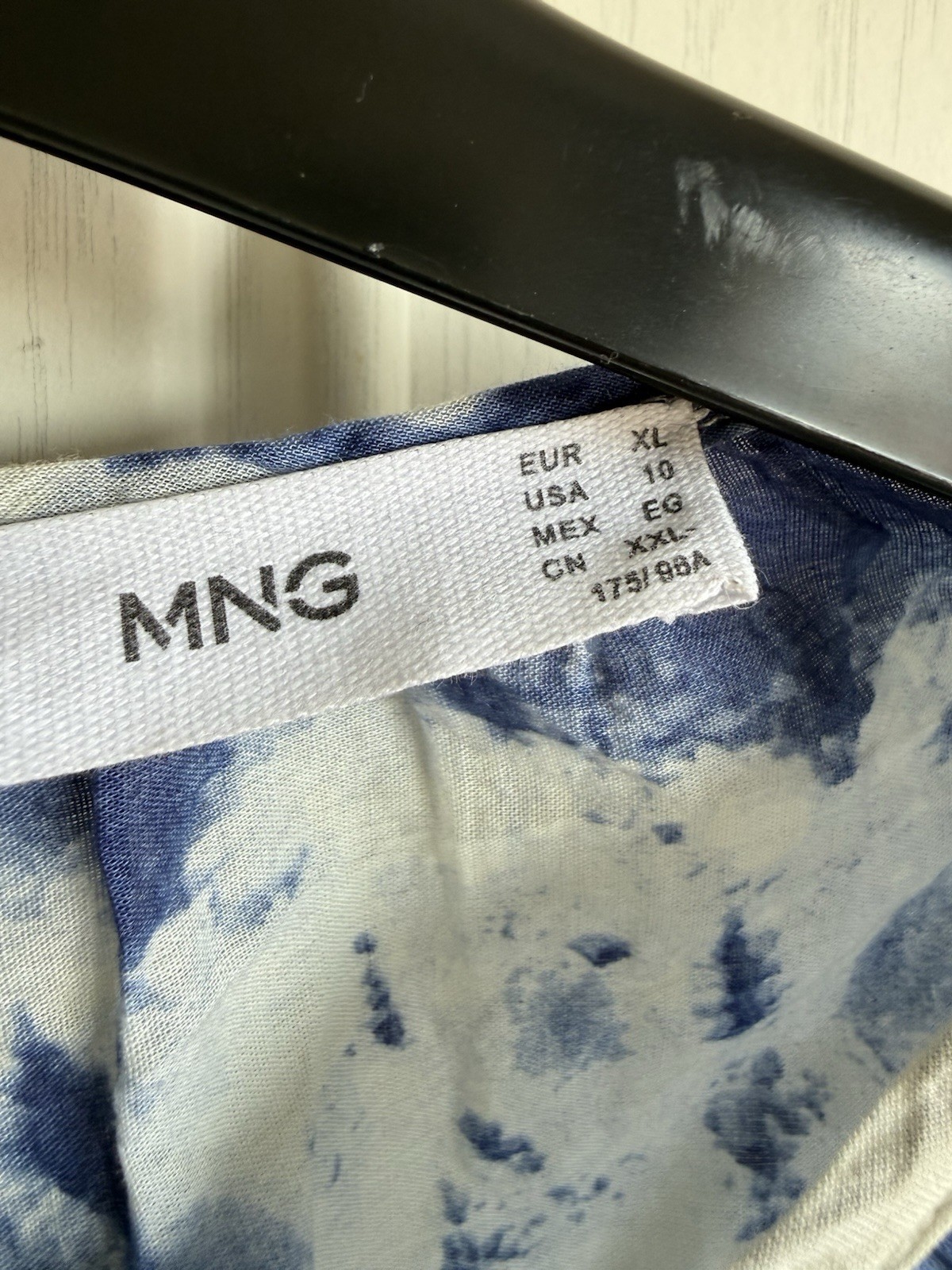 Mango MNG Blue Tie Dye Cotton Dress Open Back Cut Out Midi Dress