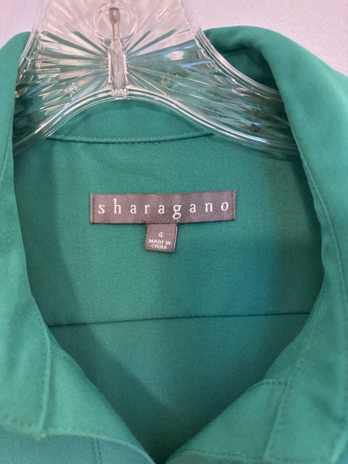 SHARAGANO Green Dress Button Down Size 4 Sleeveless w/ Pockets