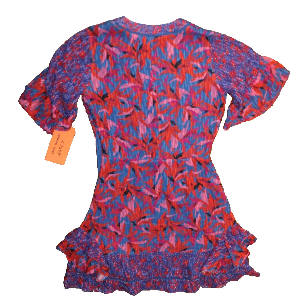 NEW NWT Tanya Taylor Multicolor Dress Exclusive KA Wavy Leave SIZE 0 MSRP $495