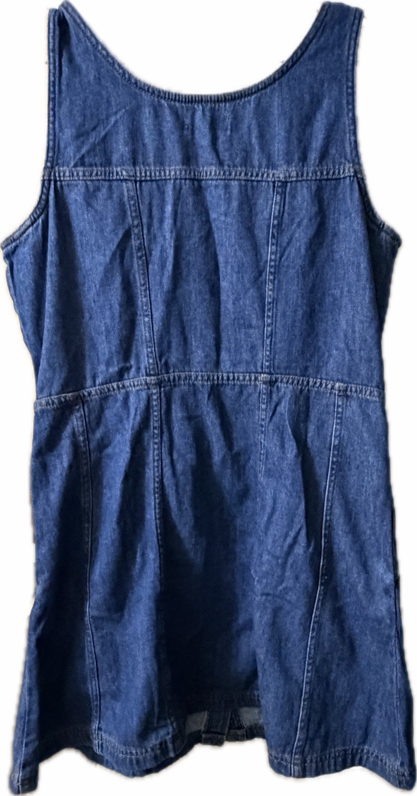 Free Assembly Denim Mini Dress Blue Solid Button Front Sleeveless Scoop Neck L