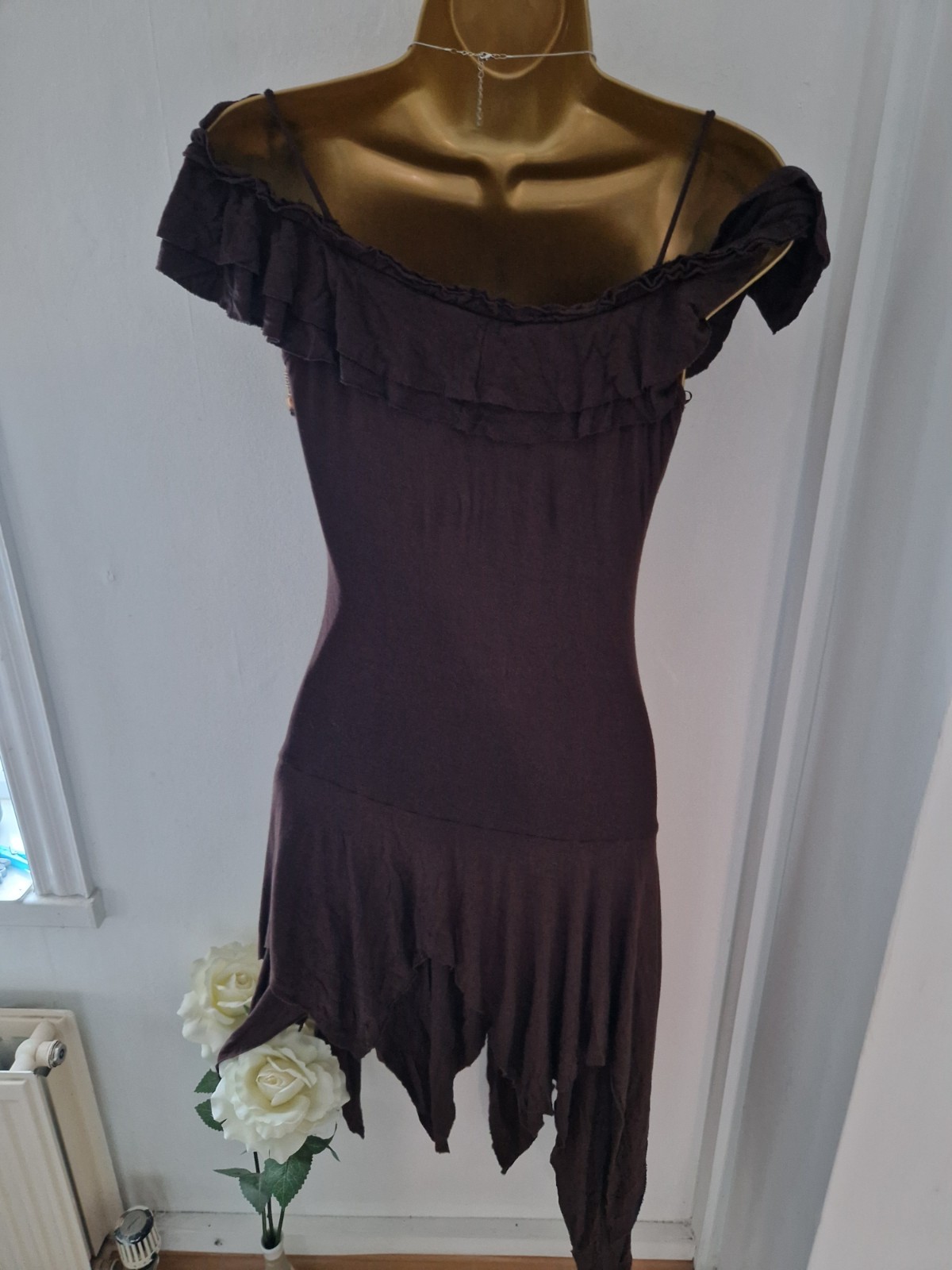 🤎 Rare Stunning Jane Norman Brown Milkmaid Fairy Boho Dress 10/12 🤎