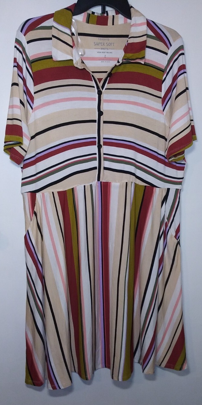 Torrid Dress Size 2 Multicolored Knee Length City Art To Wear Modern Classic H12