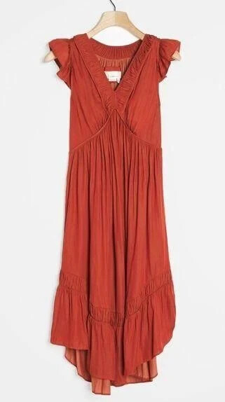 Anthropologie Solene Dress NWT Size 16 Lagenlook Rust Orange