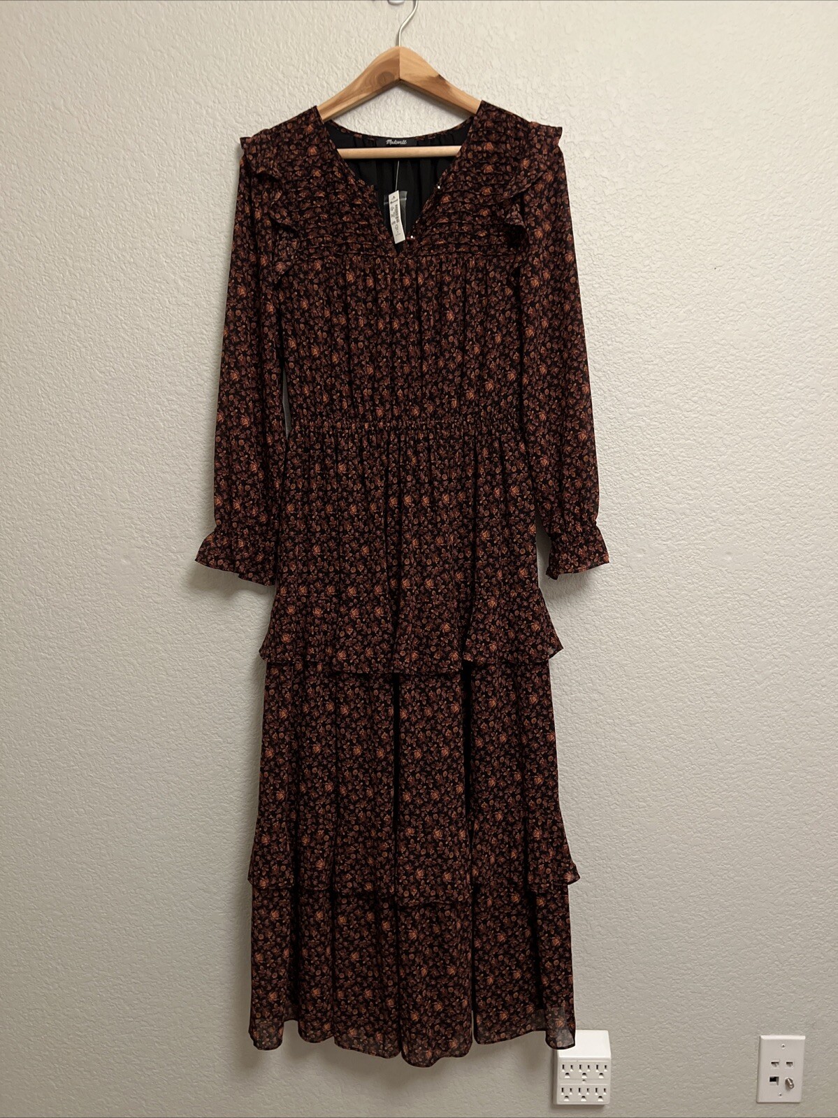 NEW Madewell Georgette Tiered Maxi Dress Ruffle Cottagecore Fairy Boho Peasant M