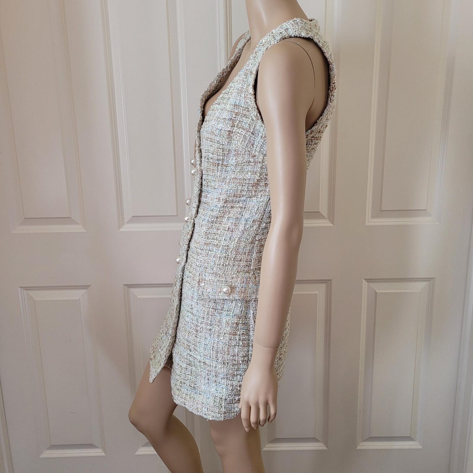 Forever 21 Metallic Sequin Glitter Shimmer Tweed Blazer Mini Dress Size S