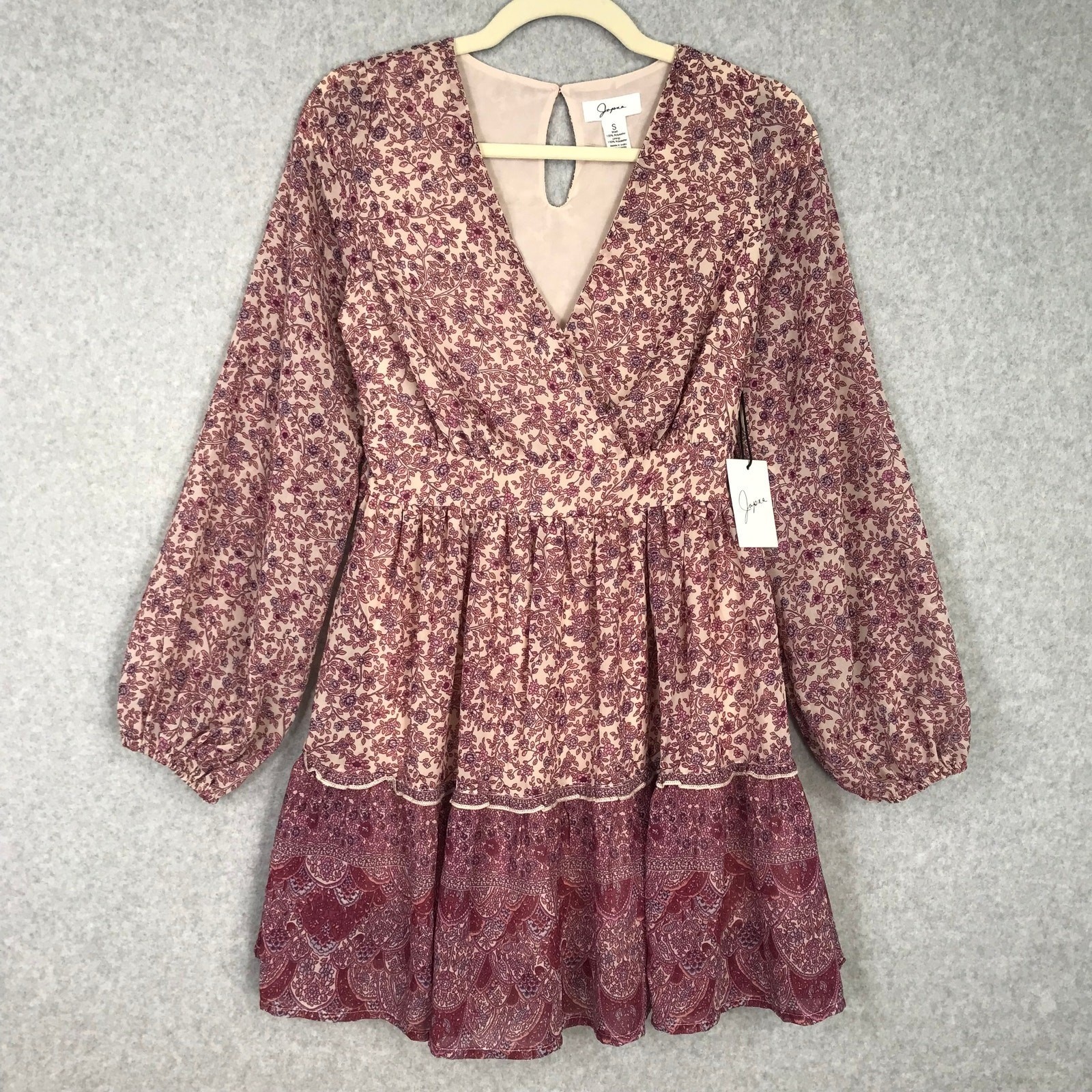 Japna Babydoll Peasant Dress Small Pink Cream Paisley Wrap Cottage Boho Western
