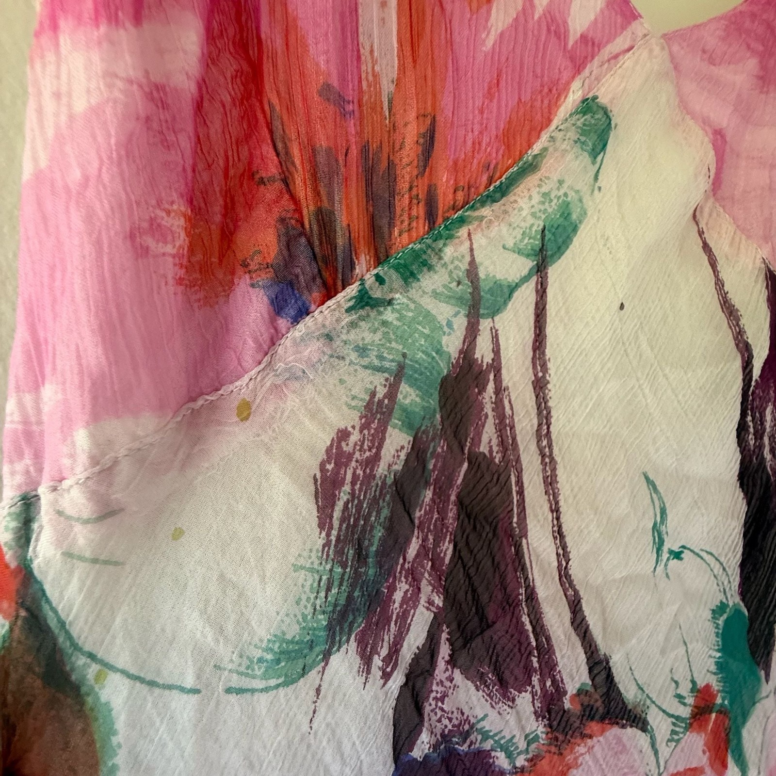 Floral Watercolor Silk Print Chiffon Maxi Slip Dress
