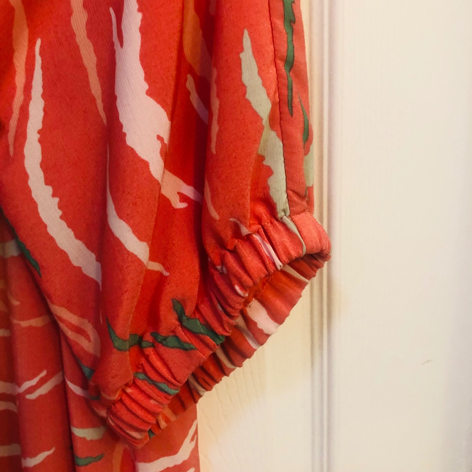 Emily McCarthy Tiger Print Poppy Dress Coral Pink Puff Sleeve Resort Mini Dress