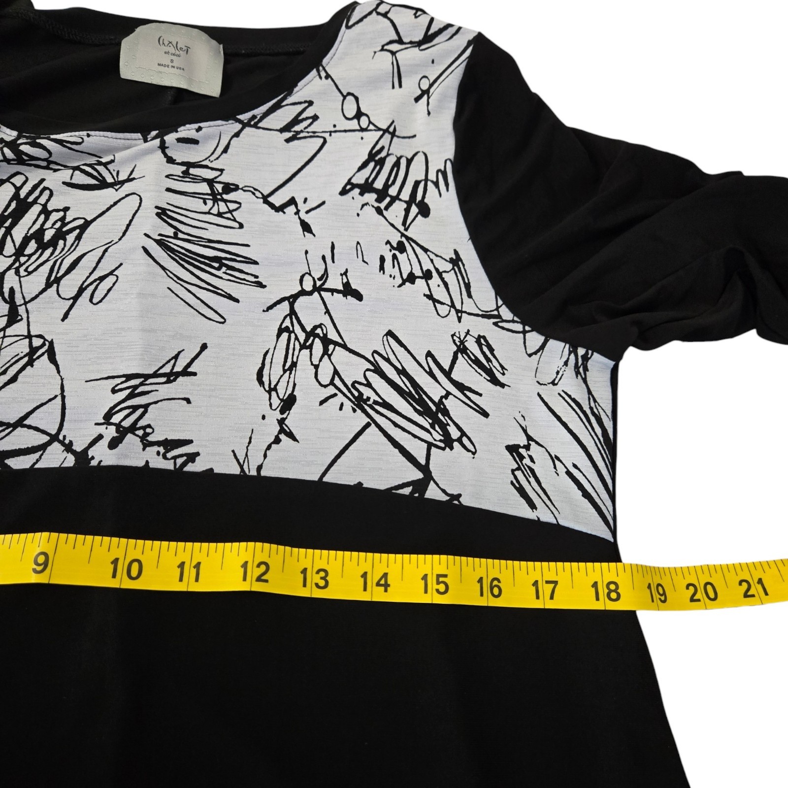 Chalet et Ceci Black White Dress Size S Abstract Asymmetrical Artsy Lagenlook