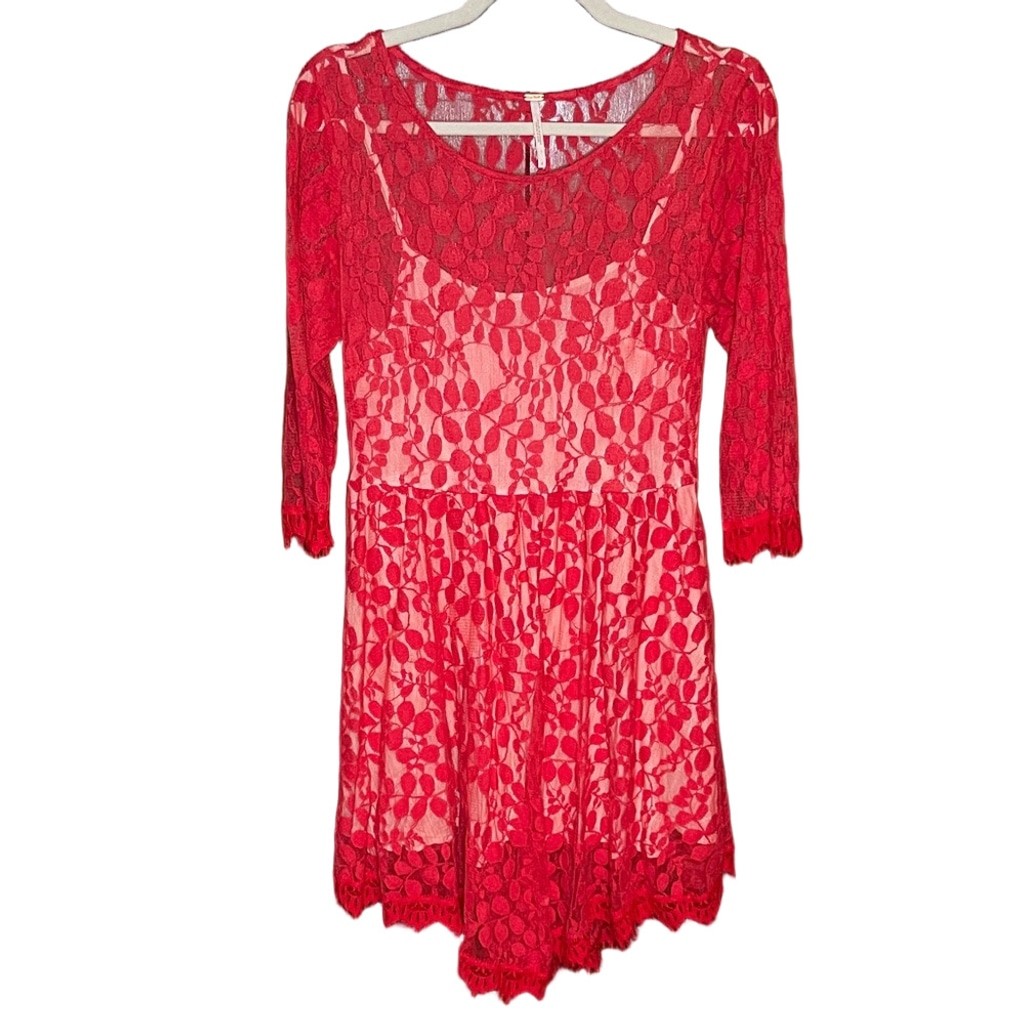 Free People Scarlet Red Lace Dress Size 8