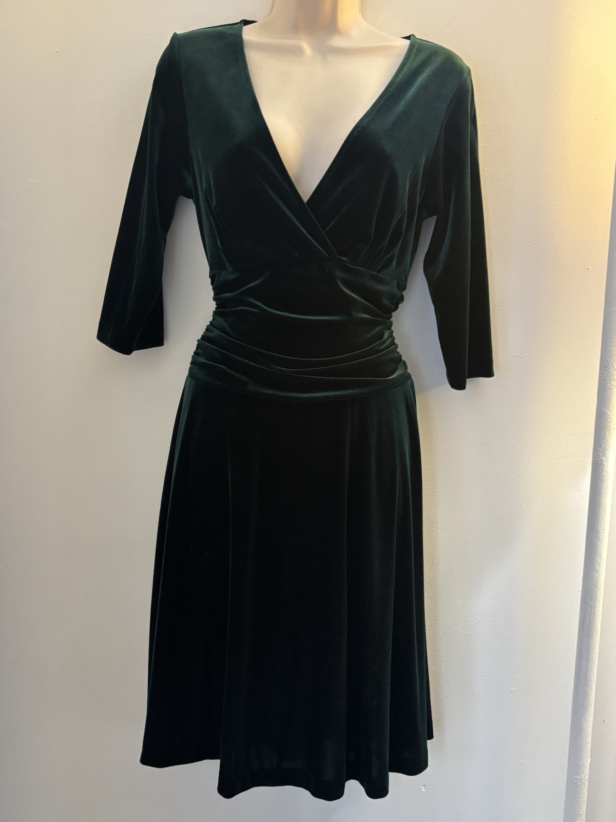 Connected Apparel Green Velvet Wrap Dress Size 6 Stretchy Y2K Sri Lanka