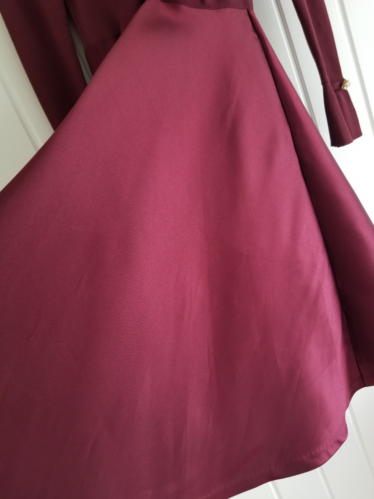 Ted Baker Zadi Midi Dress Knitted Bodice Burgundy Red Long Sleeve Size UK 12 / 3