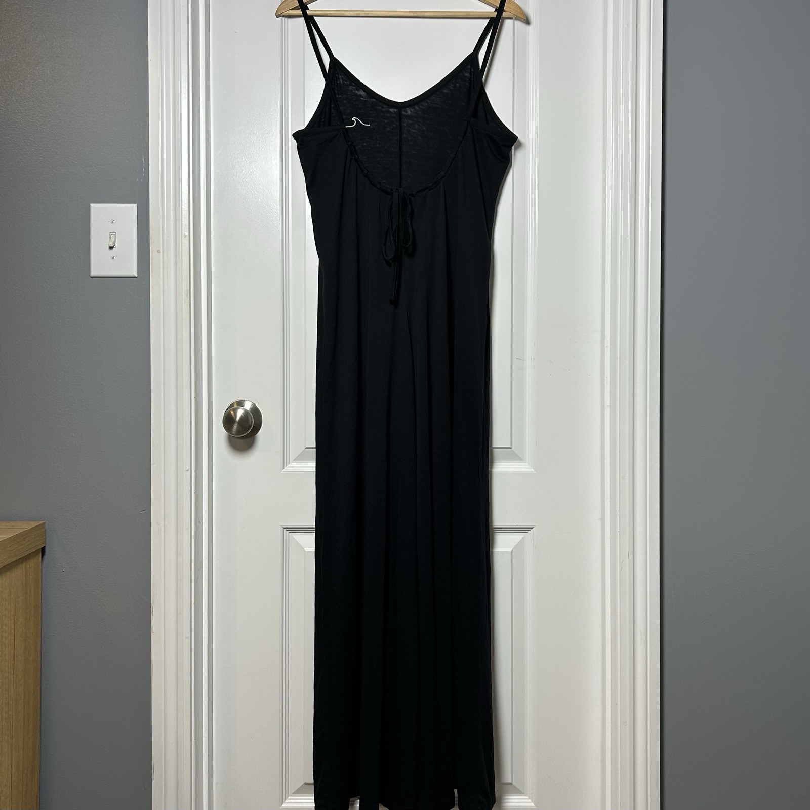 Roxy Black Cotton Blend Adjustable Spaghetti Strap Maxi Dress Surfer Girl Style