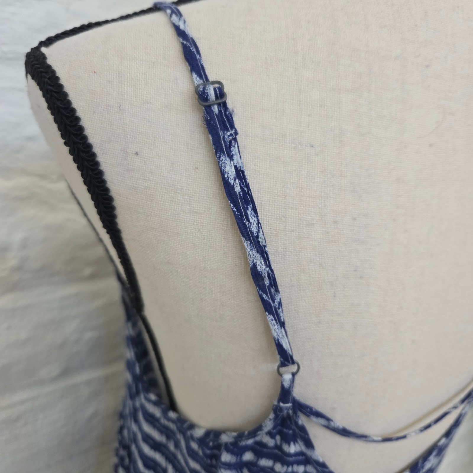 ROXY Dress Juniors Medium Blue White Sundress Cover Up Mini Summer Short