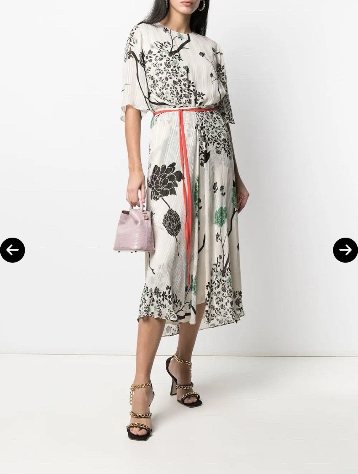 RRP €1350 VICTORIA BECKHAM Floral-Print Midi Shift Dress UK6 US2 IT38 XS