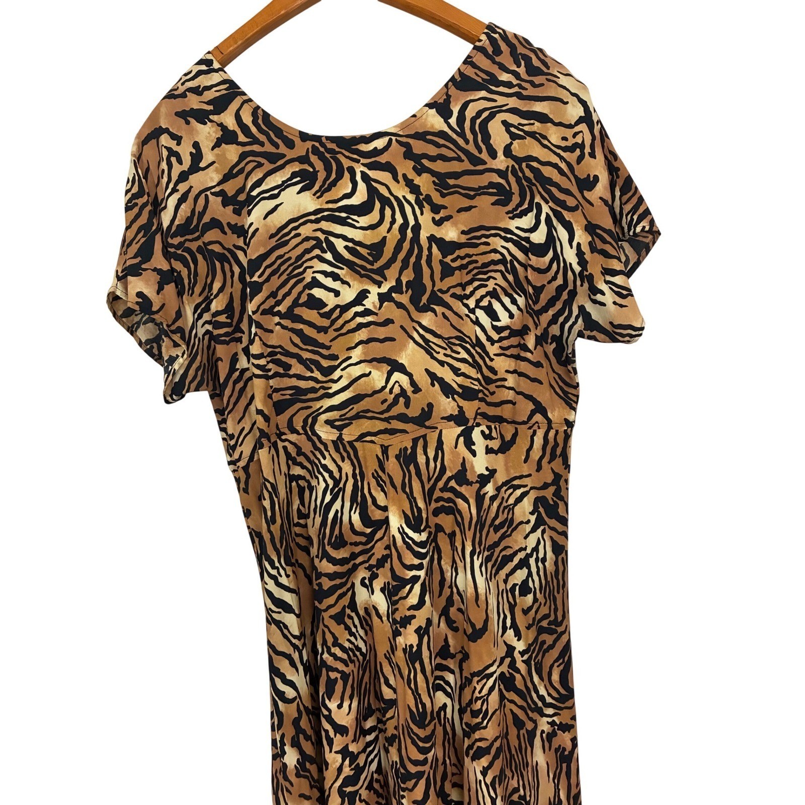 Rabbit Rabbit Rabbit Designs Tiger Print Dress Womens 14M Brown Animal Midi USA